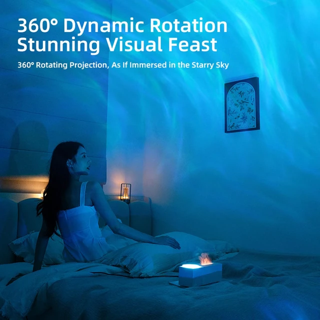 Alt view image 7 of 7 - Flame Aroma Diffuser with Starry Sky Projection, Essential Oil Diffuser,150ml Humidifier with Remote Control,Timer,Waterless Auto Shut-Off for Home Office Bedroom