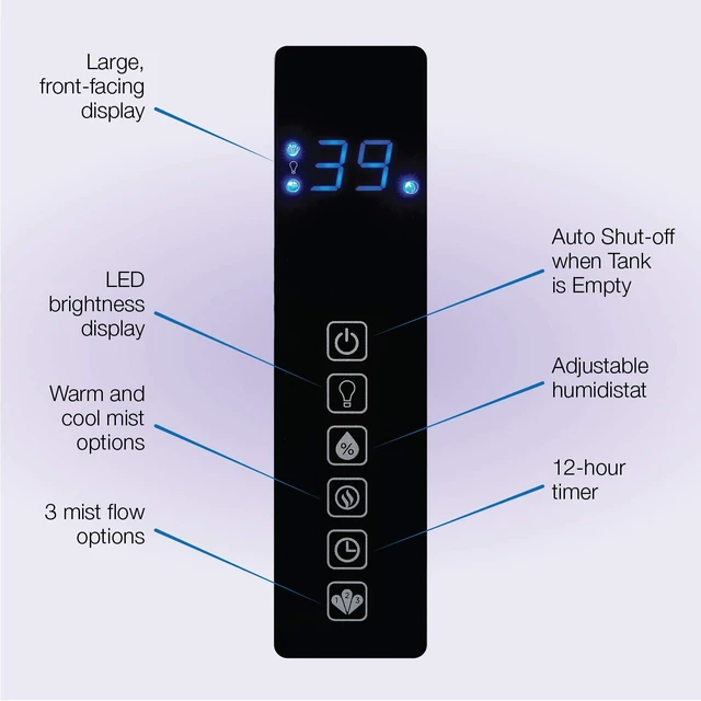 Alt view image 5 of 7 - UH300 Warm and Cool Mist Humidifier with Humidistat and Timer, Quiet, Soothing Ultrasonic Dual Mist Humidifiers for Baby Nursery, Bedroom, Kids, Large Room and Home, 4.9L Tank, No Filter