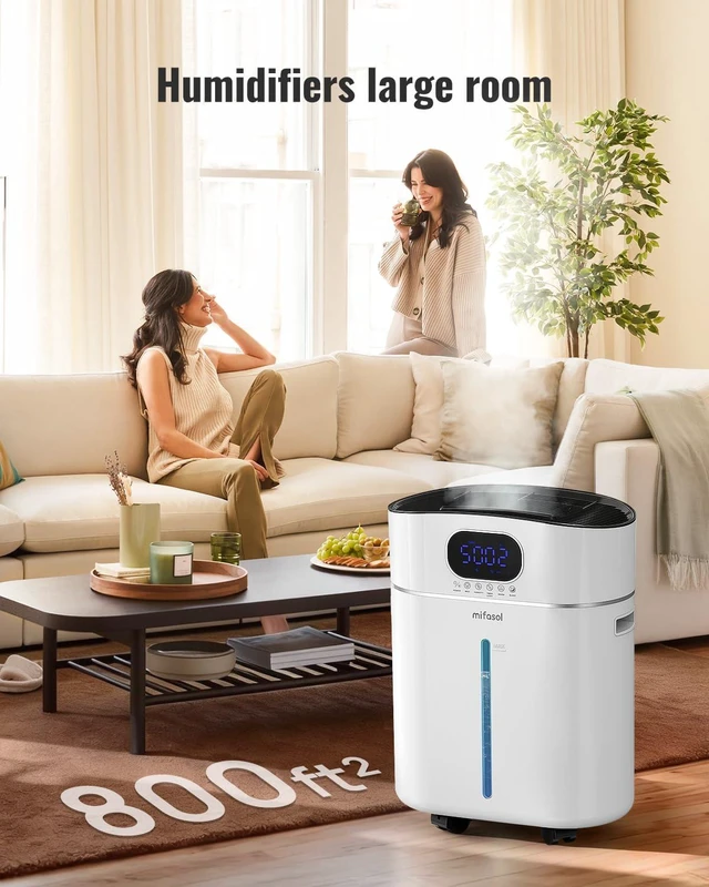 Alt view image 2 of 7 - Humidifier Large Room Warm and Cool Mist for Bedroom, 3.2Gal/12L, White | Auto Restart Humidifiers for Home Plants, Air Humidifiers for Bedroom with Diffuser & Flame Light, timer, smart humidity