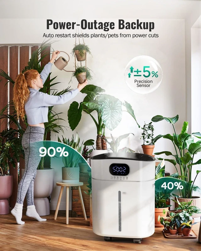 Alt view image 4 of 7 - Humidifier Large Room Warm and Cool Mist for Bedroom, 3.2Gal/12L, White | Auto Restart Humidifiers for Home Plants, Air Humidifiers for Bedroom with Diffuser & Flame Light, timer, smart humidity