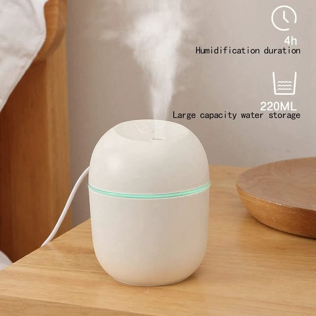 Alt view image 5 of 7 - 2X Air Humidifier USB Small 220Ml Mini Portable Cool Mist Diffuser for Bedroom Office Desk Car Aroma Atomizer,White