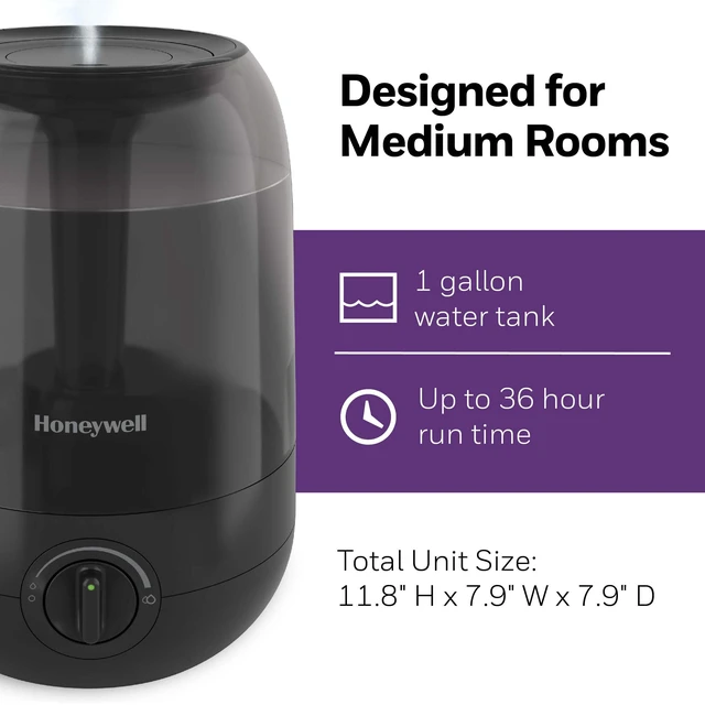 Alt view image 6 of 7 - Ultra Comfort Cool Mist Humidifier, No Filter, Easy to Fill and Clean, Cleaning Brush Included, Ultra Quiet, Use Air Humidifier with Essential Oils for Extra Comfort, Black, HUL545B