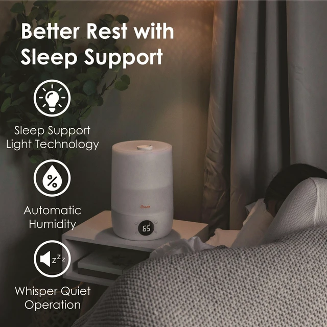 Alt view image 4 of 7 - Ultra-Quiet 3-in-1 Humidifier, Essential Oil Aroma Diffuser & Soothing Sleep Light - Compact 1.2 Gallon Capacity with Adjustable Night Light & Fragrance Tray - Ideal for Bedroom and Office
