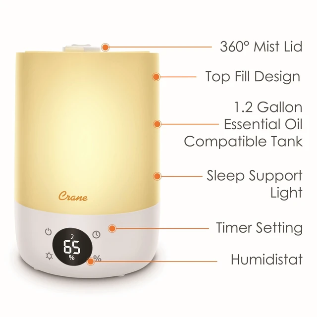 Alt view image 7 of 7 - Ultra-Quiet 3-in-1 Humidifier, Essential Oil Aroma Diffuser & Soothing Sleep Light - Compact 1.2 Gallon Capacity with Adjustable Night Light & Fragrance Tray - Ideal for Bedroom and Office