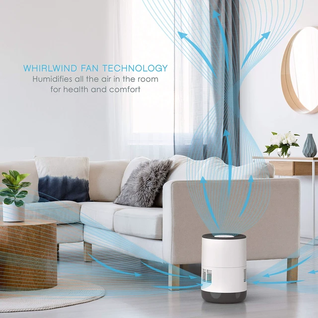 Alt view image 2 of 7 - MistAire EVA-Speed Evaporative Humidifier | 4 Speeds, Up to 500 Sq. Ft. Coverage, 2.8L Tank, Up to 28 Hours of Runtime
