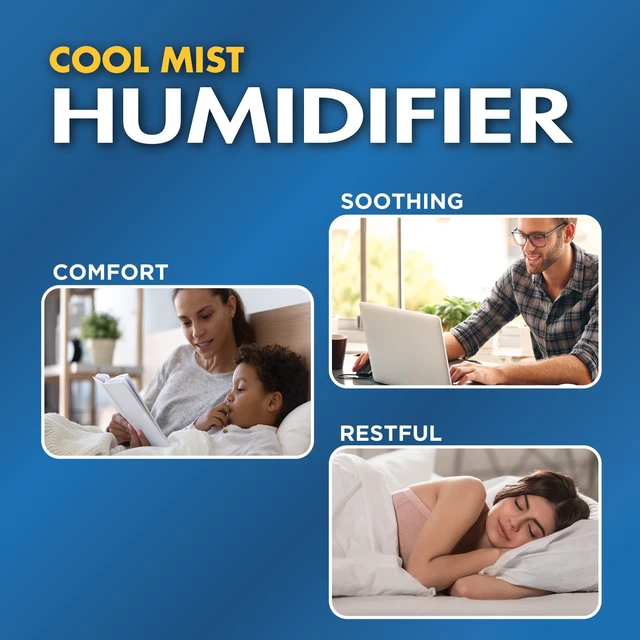 Alt view image 4 of 7 - Cool Mist Ultrasonic Humidifier, 0.5 Gallon | Soothing Cool Mist for Medium Rooms, 16-Hour Run Time, No Filter Required, Quiet Whole-Room Comfort