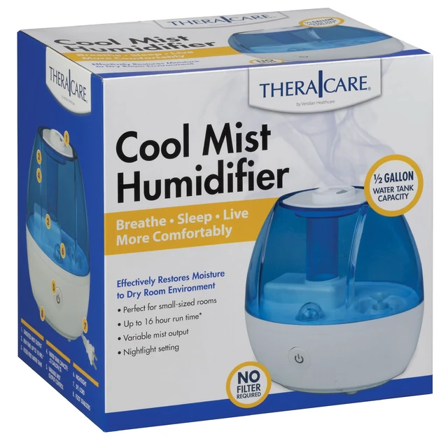 Alt view image 2 of 7 - Cool Mist Ultrasonic Humidifier, 0.5 Gallon | Soothing Cool Mist for Medium Rooms, 16-Hour Run Time, No Filter Required, Quiet Whole-Room Comfort