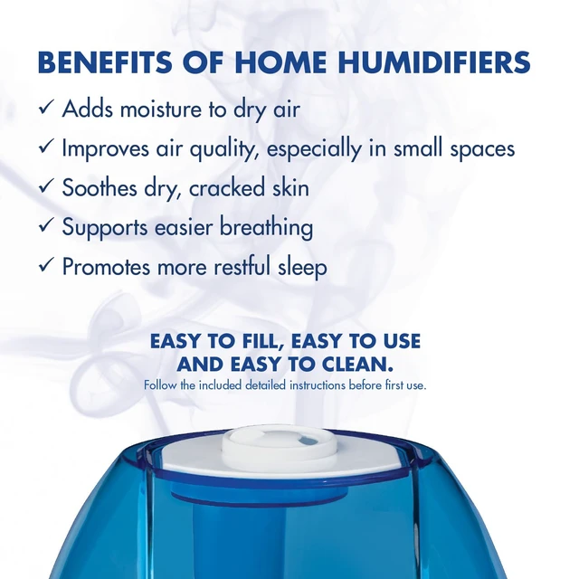 Alt view image 7 of 7 - Cool Mist Ultrasonic Humidifier, 0.5 Gallon | Soothing Cool Mist for Medium Rooms, 16-Hour Run Time, No Filter Required, Quiet Whole-Room Comfort