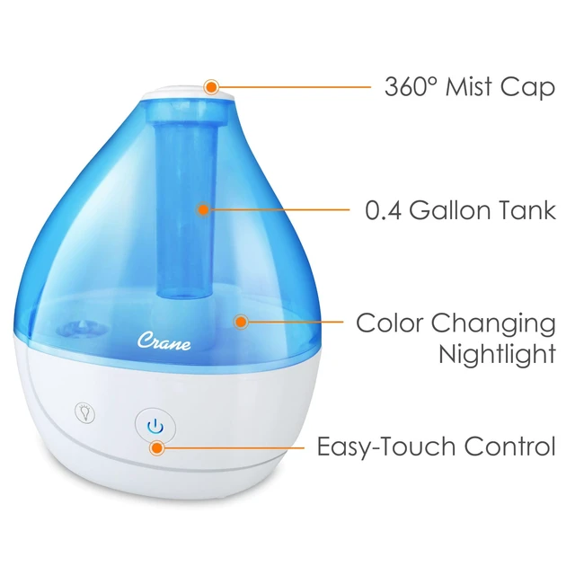 Alt view image 5 of 6 - Personal Ultrasonic Cool Mist Humidifier 1.5 Liter, 8-Hour Run Time, Whisper Quiet, Auto Shut-Off, Filter-Free for Small Rooms, Offices, Nursery, Travel