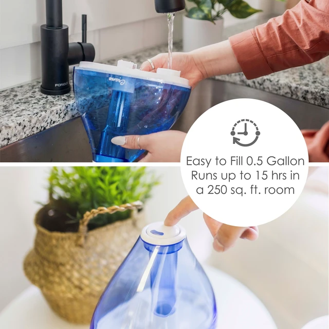 Alt view image 6 of 6 - Personal Ultrasonic Cool Mist Humidifier 1.5 Liter, 8-Hour Run Time, Whisper Quiet, Auto Shut-Off, Filter-Free for Small Rooms, Offices, Nursery, Travel