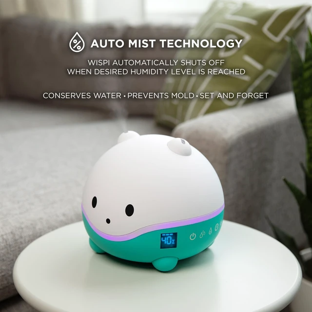 Alt view image 4 of 6 - WISPI 3-in-1 Humidifier, Diffuser & Night Light for Baby/Kids - 3 Mist Strength, 7 LED Color Changing Lights, Essential Oil Tray for Aromatherapy - Cute Humidifiers for Bedroom/Nursery