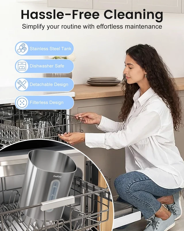 Alt view image 2 of 6 - Stainless Steel Humidifier Dishwasher Safe, 4L/1Gal Cool Mist Humidifiers for Bedroom, Easy Clean Humidifier Large Room, Humidifiers for Baby Nursery Living Room Office Plant, Black
