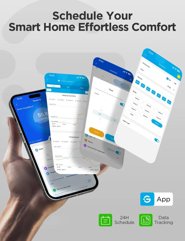 Alt view image 6 of 7 - Smart Humidifiers for Bedroom Large Room, 6L Top Fill Humidifier | Cool Mist, Auto Mode, App & Voice Control, 60H Runtime, Rapid Humidification, Easy to Clean, RGB Nightlight for Baby Plants