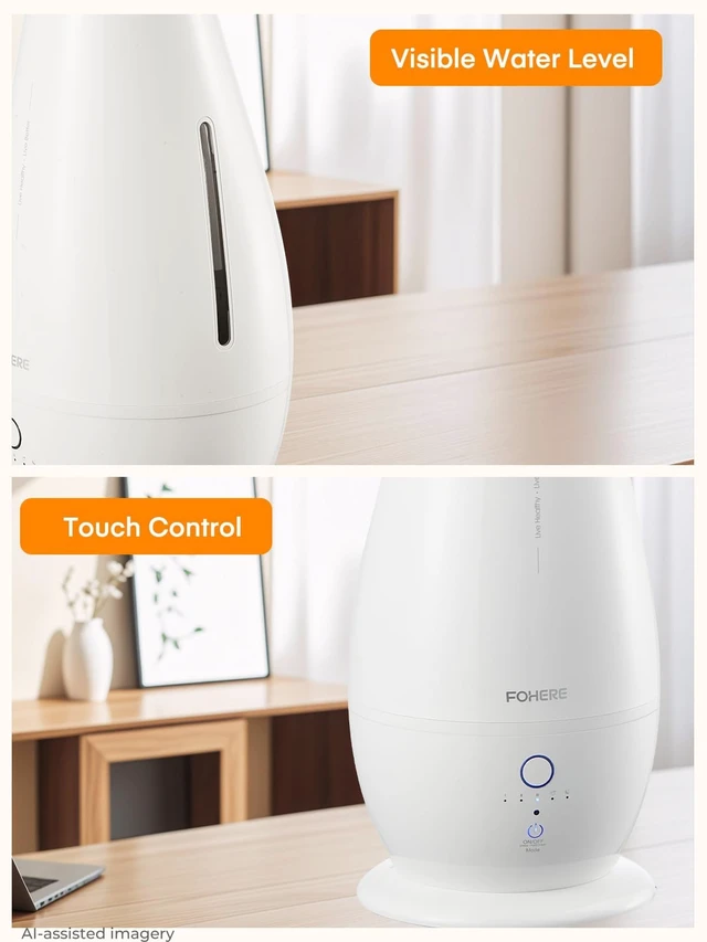 Alt view image 6 of 7 - Humidifiers for Bedroom Large Room, 5L Cool Mist Quiet Humidifier 48H Long Last for Indoor Plant, Baby, Home, Office with Humidity Sensor, Aroma Box, 3 Speed Settings, White