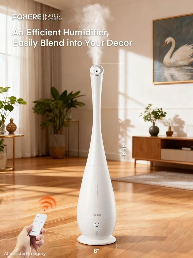 Alt view image 7 of 7 - Humidifiers for Bedroom Large Room, 5L Cool Mist Quiet Humidifier 48H Long Last for Indoor Plant, Baby, Home, Office with Humidity Sensor, Aroma Box, 3 Speed Settings, White