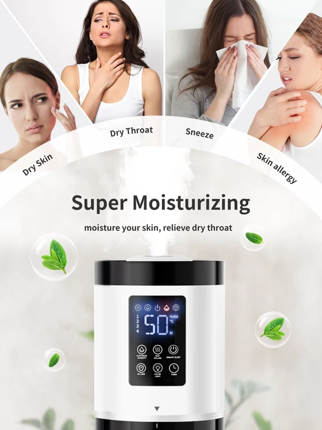Alt view image 6 of 7 - 8L Humidifiers for Bedroom, 30dB Quiet, 500ft² Coverage, 60H Runtime | 3-in-1 Air Humidifier & Essential Oil Diffuser & Ambient Light, Top Fill, Sleep Mode, 16H Timer, Auto Shutoff Protection