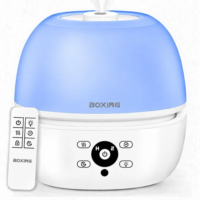Main image of 3L Cool Mist Humidifier for Bedroom with Remote, 20dB Quiet, 7-Color Light | Top Fill, 30H Runtime, Timer, Sleep Mode, Ultrasonic, Night Light, Essential Oil Tray; Baby Room, Nursery, Office & Plants