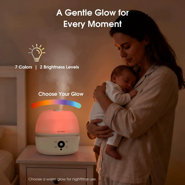 Alt view image 4 of 7 - 3L Cool Mist Humidifier for Bedroom with Remote, 20dB Quiet, 7-Color Light | Top Fill, 30H Runtime, Timer, Sleep Mode, Ultrasonic, Night Light, Essential Oil Tray; Baby Room, Nursery, Office & Plants