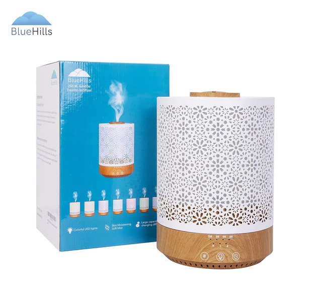 Alt view image 5 of 7 - 2500 ML Humidifier with Essential Oil Diffuser Décor Wood Grain | Aroma Home Décor Design, Large Capacity, LED Lights, Ultrasonic Cool Mist, Baby Living Large Room, Night Mode, Timer XL F006