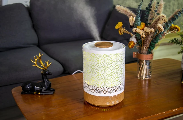 Alt view image 6 of 7 - 2500 ML Humidifier with Essential Oil Diffuser Décor Wood Grain | Aroma Home Décor Design, Large Capacity, LED Lights, Ultrasonic Cool Mist, Baby Living Large Room, Night Mode, Timer XL F006
