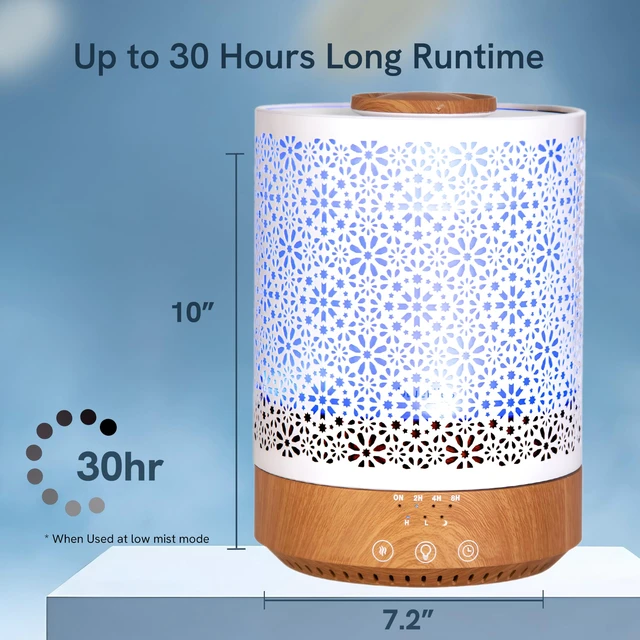 Alt view image 4 of 7 - 2500 ML Humidifier with Essential Oil Diffuser Décor Wood Grain | Aroma Home Décor Design, Large Capacity, LED Lights, Ultrasonic Cool Mist, Baby Living Large Room, Night Mode, Timer XL F006