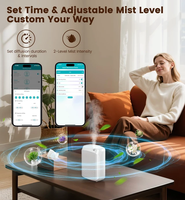 Alt view image 3 of 7 - Waterless Essential Oil Diffuser 3000 Sq.Ft Coverage | Lasting Scent for Home Hotel Office Basement, Cold Air Scent Machine, App Control, No-Noise, Pet Friendly, 400ml Capacity
