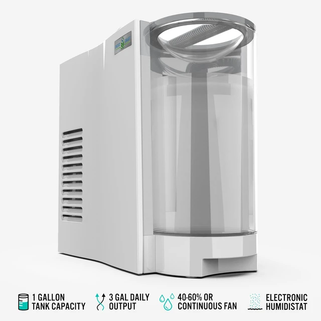 Alt view image 2 of 5 - EVDC300 Energy Smart Evaporative Humidifier with Automatic Shut-off, 1 Gallon Capacity, LED Display, White