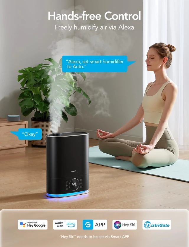 Alt view image 2 of 7 - 7L Smart Humidifier for Bedroom, Warm & Cool Mist for Large Room | Auto Mode, 70H Quiet Runtime for Baby, Plants Nursery, App & Voice Control, RGB Nightlight, Humidity Sensor