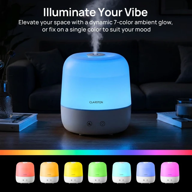 Alt view image 2 of 7 - Humidifiers for Bedroom, 2L Cool Mist Humidifier, 24dB Quiet Sleep | 25H Runtime, Easy to Top Fill & Clean, Humidification for Baby Nursery & Plant, 360° Nozzle for Large Room, Nightlight,No BPA