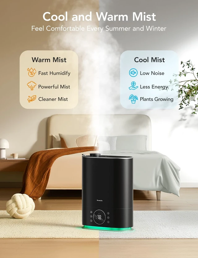Alt view image 4 of 7 - 7L Smart Humidifier for Bedroom, Warm & Cool Mist for Large Room | Auto Mode, 70H Quiet Runtime for Baby, Plants Nursery, App & Voice Control, RGB Nightlight, Humidity Sensor
