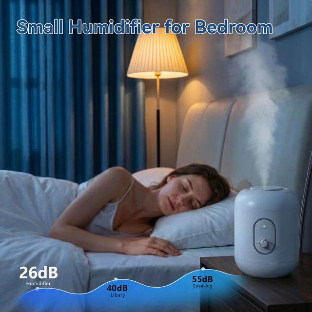 Alt view image 6 of 7 - Top Fill Humidifiers for Bedroom,3L/0.79Gal Cool Mist Ultrasonic Humidifier for Home Baby Nursery & Plants,No Leakage Design, 60 Hour Runtime, Auto Shut-Of, Essential Oil Diffuser, 360° Nozzle