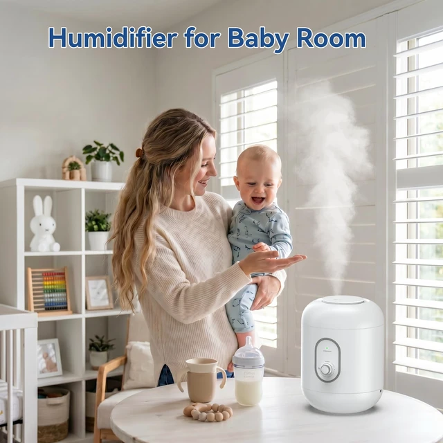Alt view image 7 of 7 - Top Fill Humidifiers for Bedroom,3L/0.79Gal Cool Mist Ultrasonic Humidifier for Home Baby Nursery & Plants,No Leakage Design, 60 Hour Runtime, Auto Shut-Of, Essential Oil Diffuser, 360° Nozzle