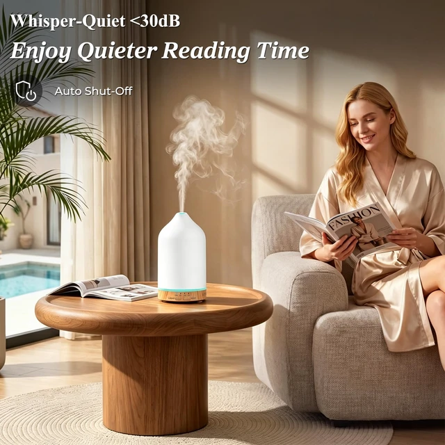 Alt view image 4 of 7 - 180mL Ceramic Essential Oil Diffuser Aromatherapy Diffuser for Home | Features Ultrasonic Mist, Auto-off Protection and 7-Color LED Lighting for A Relaxing Everyday Aromatherapy Experience