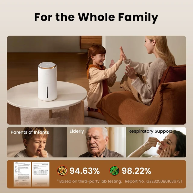 Alt view image 5 of 7 - MistFree Evaporative Humidifier for Bedroom Easy Clean | 3L, Auto Humidity Control, Washable Filter, Night Light, Sleep Mode, Timer, No White Dust for Sensitive Individuals & Baby