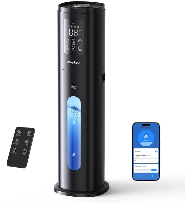 Main image of Humidifiers for Bedroom Large Room, 7L/1.85Gal Large Humidifier with Smart App & Remote Control, 4 Mist Levels Humidifier for Home Crow