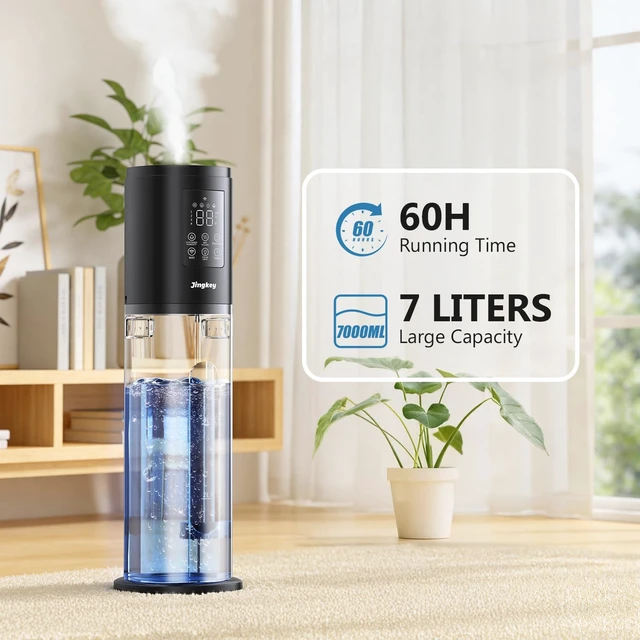 Alt view image 6 of 7 - Humidifiers for Bedroom Large Room, 7L/1.85Gal Large Humidifier with Smart App & Remote Control, 4 Mist Levels Humidifier for Home Crow