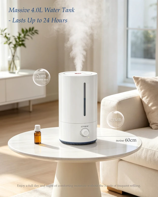 Alt view image 2 of 7 - C9 4L Cool mist humidifier for bedroom home,Quiet, Top fill, Easy cleaning | 250-300mL/h, Large Room,Independent Aroma Box, Cool Mist Air Humidifiers, Auto Shut-Off,Plant,Essential Oil Diffuser