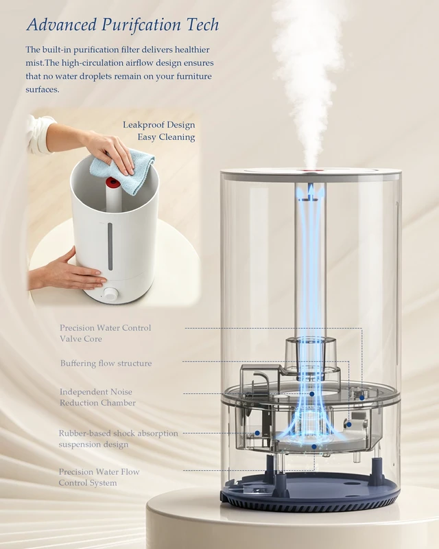 Alt view image 4 of 7 - C9 4L Cool mist humidifier for bedroom home,Quiet, Top fill, Easy cleaning | 250-300mL/h, Large Room,Independent Aroma Box, Cool Mist Air Humidifiers, Auto Shut-Off,Plant,Essential Oil Diffuser
