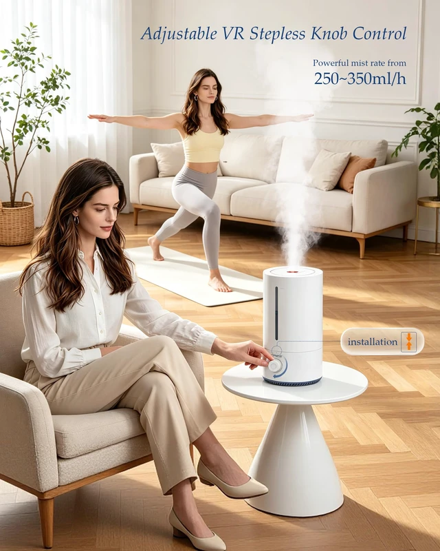Alt view image 5 of 7 - C9 4L Cool mist humidifier for bedroom home,Quiet, Top fill, Easy cleaning | 250-300mL/h, Large Room,Independent Aroma Box, Cool Mist Air Humidifiers, Auto Shut-Off,Plant,Essential Oil Diffuser