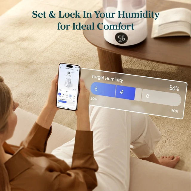 Alt view image 3 of 7 - Smart Humidifier for Bedroom, 4.2L Top Fill Cool Mist for Large Room | Easy Clean, 21dB/42H Runtime, for Baby/Plants, APP/Voice Control, Light/Music Scene Mode, NeoClassic 450S
