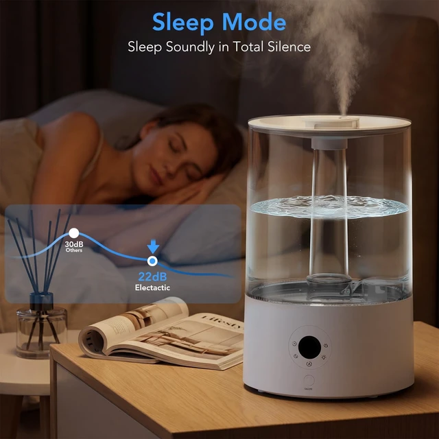 Alt view image 3 of 7 - 4L Top Fill Humidifier for Bedroom, Auto Constant Humidity, Smart Control, Quiet Ultrasonic Cool Mist, 360° Nozzle, 3 Mist Levels, 7-Color Light for Home Office Baby Room