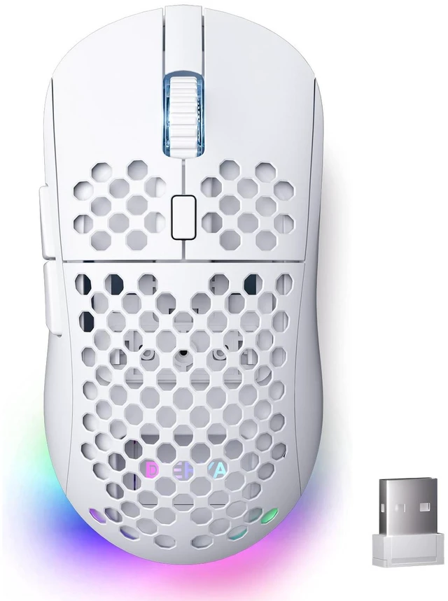 Main image of M1 Wireless Gaming Mouse, 24000DPI, 180Hrs Battery, 16.8M RGB, 6 Programmable Buttons, Lightweight, Tri-Mode (2.4G/BT5.2/USB-C) for PC/Mac/Laptop - White