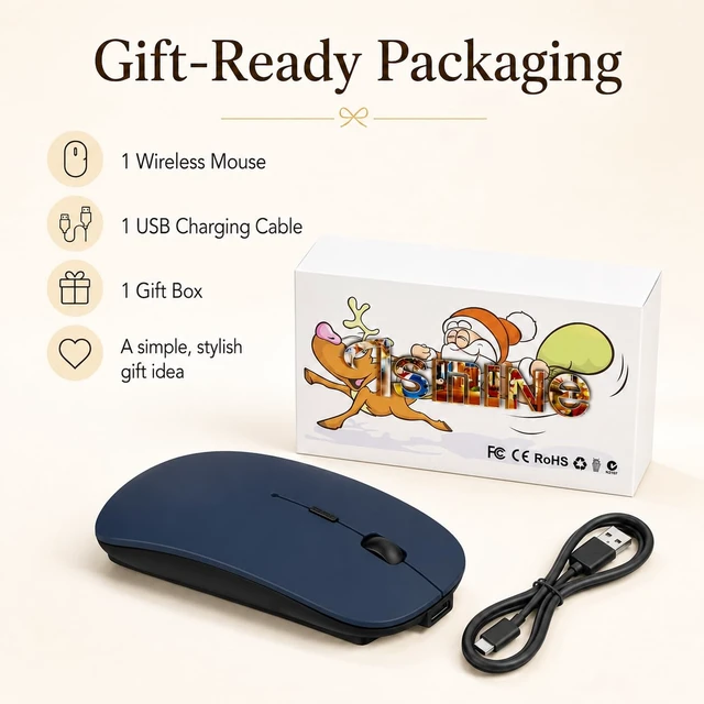 Alt view image 6 of 7 - Wireless Mouse for MacBook Air/Pro & iPad, Anti-Sleep Activity Mode, Blue | Bluetooth 5.2/3.0 + 2.4g USB-C/USB-A, Rechargeable Silent Portable Slim Mouse For Home Office, Study, Work, Travel, Students
