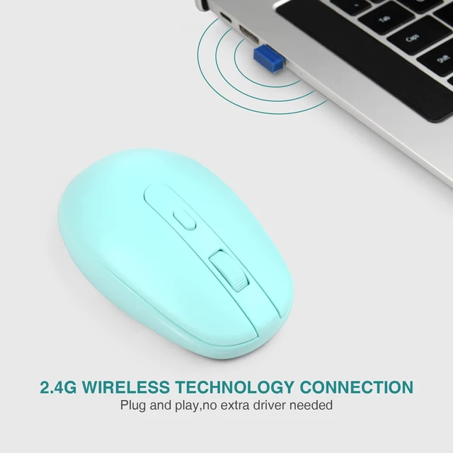 Alt view image 4 of 6 - Wireless Mouse RM700 2.4G Silent Mouse with USB Nano Receiver for Laptop,PC,Mac,Chromebook,Windows (Light Cyan)