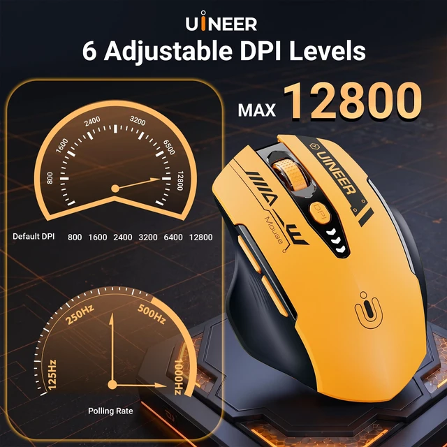 Alt view image 3 of 7 - Wireless Mouse, Bluetooth 5.0/2.4G /Wired, 12,800 DPI, Programmable | Tri-Mode Gaming Mouse Rechargeable Quiet Clicks Ergonomic Computer Mouse 6 DPI Levels & 1000Hz Polling Rate for PC Mac Laptop