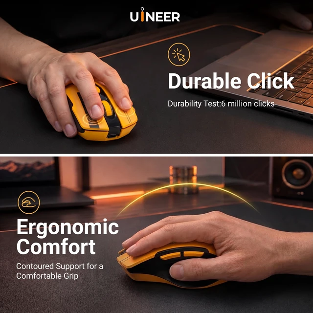 Alt view image 6 of 7 - Wireless Mouse, Bluetooth 5.0/2.4G /Wired, 12,800 DPI, Programmable | Tri-Mode Gaming Mouse Rechargeable Quiet Clicks Ergonomic Computer Mouse 6 DPI Levels & 1000Hz Polling Rate for PC Mac Laptop