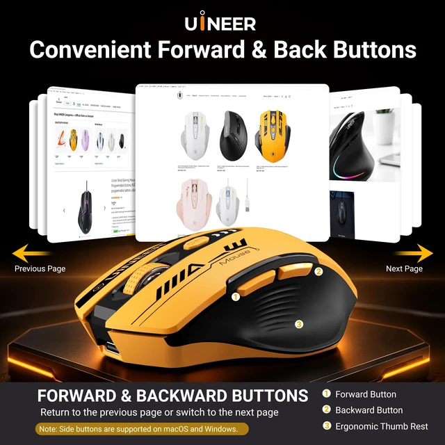 Alt view image 7 of 7 - Wireless Mouse, Bluetooth 5.0/2.4G /Wired, 12,800 DPI, Programmable | Tri-Mode Gaming Mouse Rechargeable Quiet Clicks Ergonomic Computer Mouse 6 DPI Levels & 1000Hz Polling Rate for PC Mac Laptop