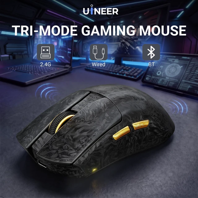 Alt view image 2 of 7 - Tri-Mode 58g Wireless Gaming Mouse 32000 DPI Bluetooth Mouse Wired/BT/2.4G | Bluetooth Mouse,58g ultra-light, 1000Hz, 6-level DPI, 500mAh battery. Tri-mode BT5.0/2.4G/USB-A for laptop, PC, Mac, tablet