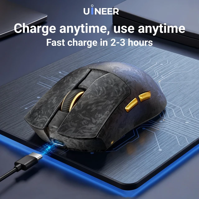 Alt view image 6 of 7 - Tri-Mode 58g Wireless Gaming Mouse 32000 DPI Bluetooth Mouse Wired/BT/2.4G | Bluetooth Mouse,58g ultra-light, 1000Hz, 6-level DPI, 500mAh battery. Tri-mode BT5.0/2.4G/USB-A for laptop, PC, Mac, tablet