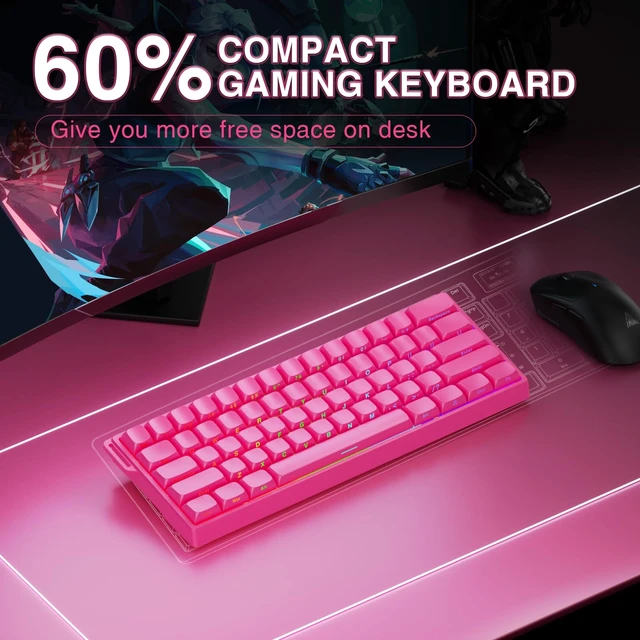 Alt view image 3 of 7 - AULA WIN60 HE PRO 60% Mechanical Gaming Keyboard Wired, Magnetic Switch Hot Swappable, Adjustable Actuation Rapid Trigger Mode, 8000Hz Polling Rate, RGB Small Keyboard 60 Percent Compact Design for PC